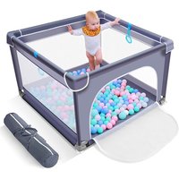 Drillpro - Laufstall Spielzaun Baby-Laufstall Spielplatz mit atmungsaktivem 300D-Netz für drinnen und draußen 90 x 90 cm Grau lavente von DRILLPRO