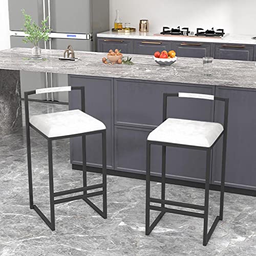 Barhocker, 2er-Set mit Fußstütze und Rückenlehne, Esszimmer-Thekenhocker, industrielle Frühstückshocker für Island Counter Dining Room Pub von DRINGP