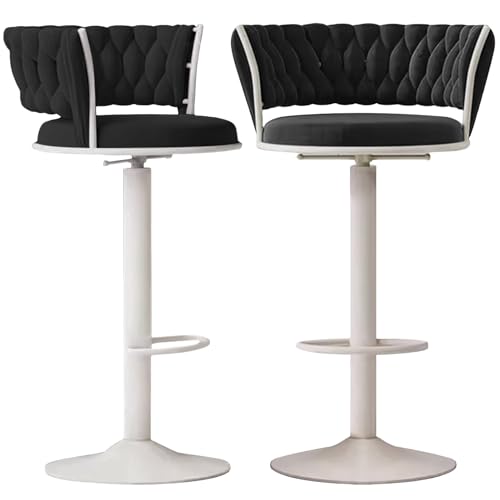 DRINGP Barhocker, Moderne Thekenhocker mit gewebter Rückenlehne, 2er-Set, Samtstoff für Inselgrün von DRINGP