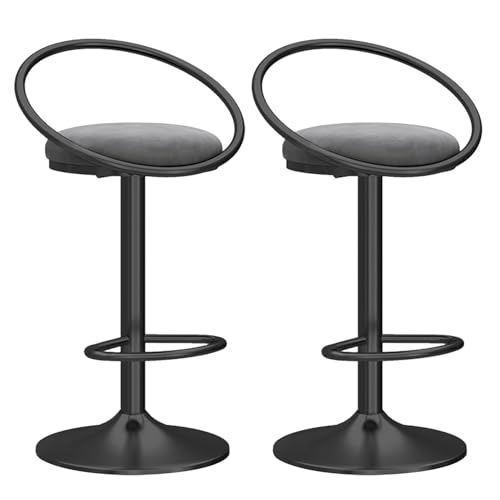 DRINGP Samt-Barhocker im 2er-Set, verstellbare drehbare Thekenhöhe mit offener Rückenlehne, Moderne Barhocker für Insel, Café, Kneipe von DRINGP