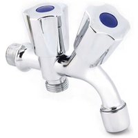 Doppelanschluss-Wandhahn 1/2" Kaltwasser Waschmaschine Badezimmer 02052 von DRIWEI