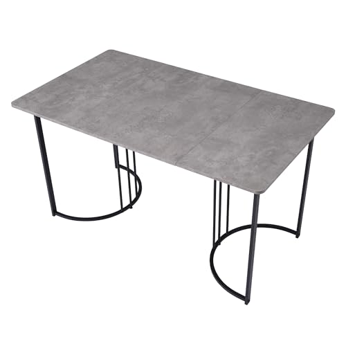 DRIXNO Esstisch Küchentisch 140x80m, Esszimmertisch Tisch Küche Dining Table Kitchen, Moderner Marmormuster mit Verstellbaren Füßen Grau von DRIXNO