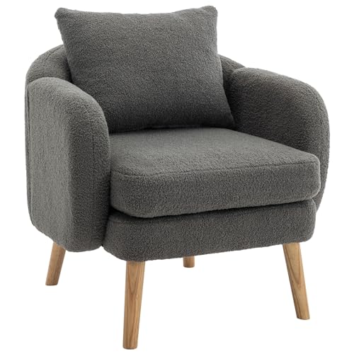 DRIXNO Teddy Sessel Wohnzimmer Relaxsessel Gray Ohrensessel Lesesessel Loungesessel Schlafzimmer Cocktailsessel von DRIXNO