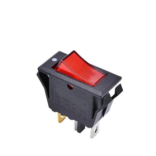 KCD6 Marine Wippschalter 2-polig 3-polig 2 Positionen 16A 250V rot mit Licht 32 * 16mm(3P A red light) von DRJBBODVQ