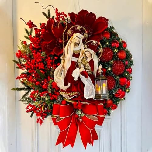 30cm/40cm Jesus Weihnachtskranz Tür hängende Szene Requisiten Weihnachtsschmuck für Zuhause -A,40cm von DRJUSS