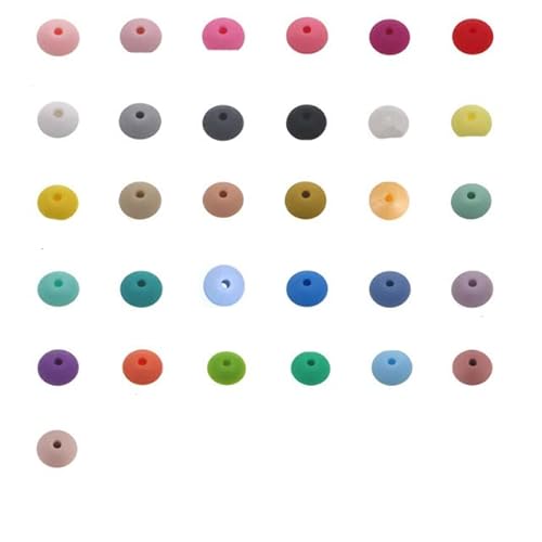 50 Stück 12 mm Perlen-Silikon-Linsenperlen, umweltfreundliche Perlen für Armbänder, DIY-Kettenkomponenten für die Schmuckherstellung – wählen Sie COLOE, 100 Stück von DRJUSS