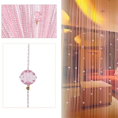 DRJUSS 100 * 200 cm Kristallperlen Quaste Seidenschnur Perlenvorhang Türteiler drapieren Schiere Flächenvorhänge Wohnzimmer Dekor Volant-rosa,100X200cm von DRJUSS