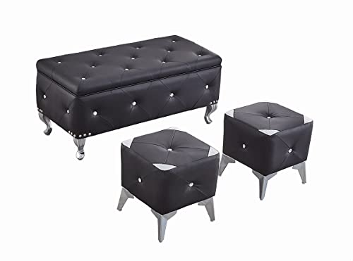 DRM'SCUUM Ottoman-Bank aus Kunstleder, groß, Fußstütze, Hocker für Wohnzimmer, Schlafzimmer, mit 2 Polsterhockern, Schwarz DRM'SCUUM Ottoman-Bank aus Kunstleder, groß, Fußstütze, Hocker für Wohnzimmer, Schlafzimmer, mit 2 Polsterhockern, Schwarz von DRM‘SCUUM