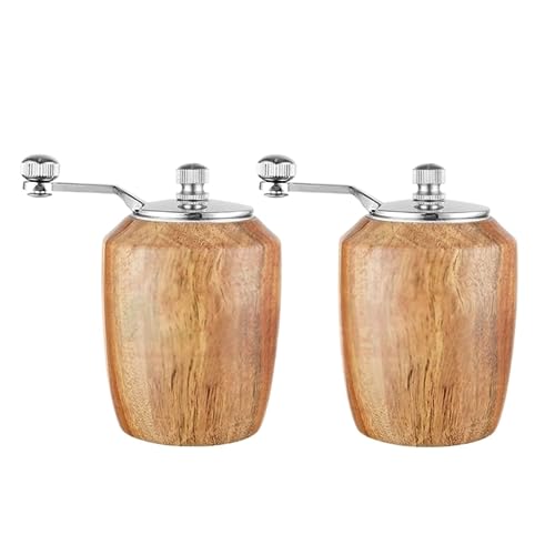 Gewürzmühle Pfeffermühle Pfeffermühle Aus Holz Mit Kurbelgriff, Handschüttel-Pfeffermühle Mit Keramikkern, Nachfüllbar Chilimühle (Color : 2pcs, Size : 3.3inch) von DRMEE