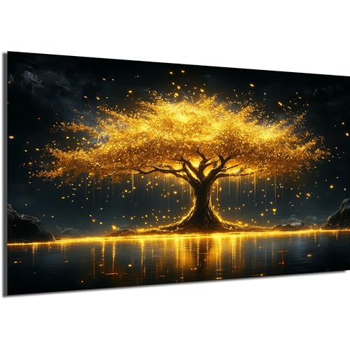 DRO Design - Baum des Lebens Bild auf Leinwand 56x84 cm XXL Groß Wohnzimmer Deko Modern Wandbild Kunstdruck auf Leinwand Bild Schlafzimmer über Bett Room Decor Geschenke Abstrakt von DRO Design