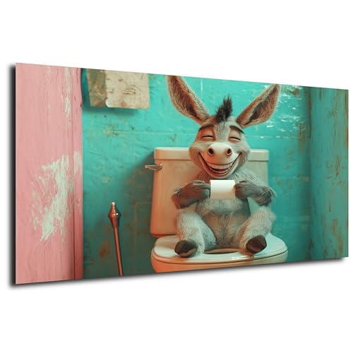 DRO Design Esel Bild 40x60 cm – Lustige Wanddeko fürs WC & Bad – Tierbild für Gäste-WC und Badezimmer – Witzige Baby-Tier Bild für das stille Örtchen, Toilette, Badezimmer, Foto, Poster von DRO Design