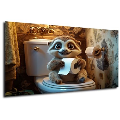 DRO Design Faultier Bild 40x60 cm – Lustige Wanddeko fürs WC & Bad – Tierbild für Gäste-WC und Badezimmer – Witzige Baby-Tier Bild für das stille Örtchen, Toilette, Badezimmer, Foto, Poster von DRO Design
