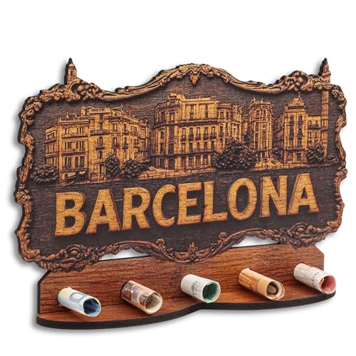 DRO Design Geldgeschenke, Geschenkverpackung Holz-Optik Barcelona Motiv – Bargeldgeschenk, Geldpräsent, Kreatives Geldgeschenk, Geburtstag, Hochzeit, Weihnachten von DRO Design
