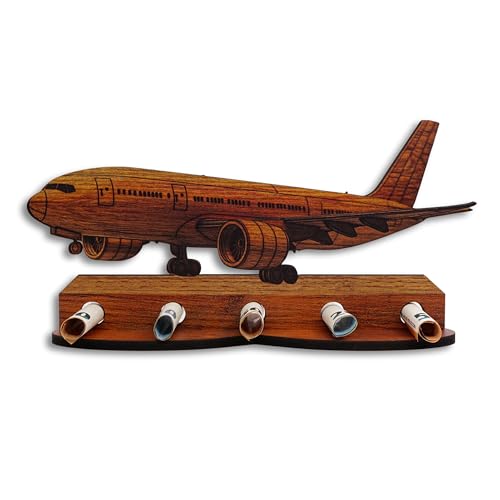 DRO Design Geldgeschenke, Geschenkverpackung Holz-Optik Flugzeug Motiv – Bargeldgeschenk, Geldpräsent, Kreatives Geldgeschenk, Geburtstag, Hochzeit, Weihnachten von DRO Design