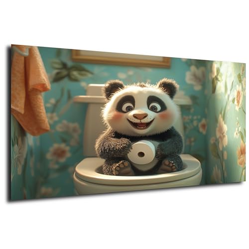 DRO Design Panda Bär Bild 40x60 cm – Lustige Wanddeko fürs WC & Bad – Tierbild für Gäste-WC und Badezimmer – Witzige Baby-Tier Bild für das stille Örtchen, Toilette, Badezimmer, Foto, Poster von DRO Design