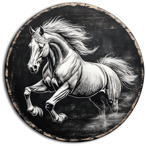 DRO Design - Pferd Wandbilder 50cm Rund - Kunst-Druck auf 6mm HDF - Rund Wohnzimmer Wanddeko Schlafzimmer Zimmerdeko Wandgemälde Zimmer Deko auf Wand Dekoration Wall Art Vintage Kreide-Look DRO Design - Pferd Wandbilder 50cm Rund - Kunst-Druck auf 6mm HDF - Rund Wohnzimmer Wanddeko Schlafzimmer Zimmerdeko Wandgemälde Zimmer Deko auf Wand Dekoration Wall Art Vintage Kreide-Look von DRO Design