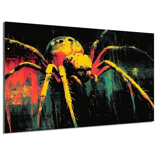 DRO Design Spinne Pop Art Wandbild 50x70 cm – Tierkunst auf 6mm HDF-Platte – Dekorative Wanddekoration für Wohnzimmer, Büro, Schlafzimmer – Geschenkidee für Kunst- und Tierliebhaber von DRO Design