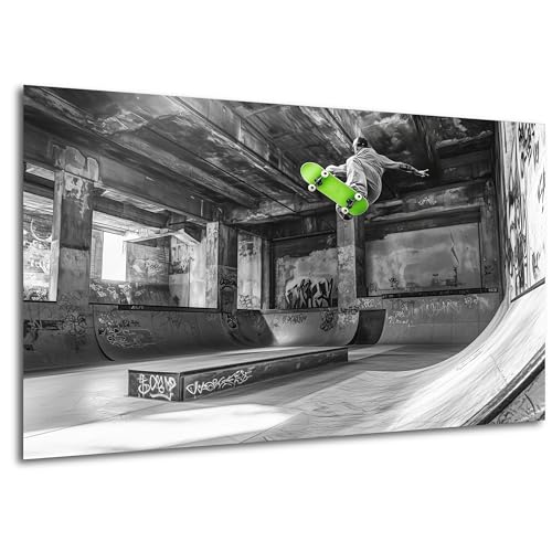 DRO Design - Wandbild 30x40 cm Skater – Modernes Bild auf HDF Platte – Poster Alternative – Dekoration für Wohnzimmer, Büro, Flur oder Schlafzimmer – Aufhängefertig mit Haken von DRO Design