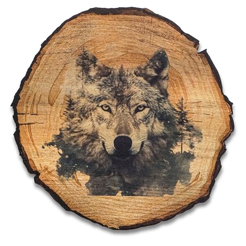 DRO Design Wolf - Größe 30cm - Rustikales Wandbild im Vintage Look – Holzoptik Wanddeko mit Motiv für Wohnzimmer und Flur – Geschenkidee für Tierliebhaber, Wandgemälde von DRO Design