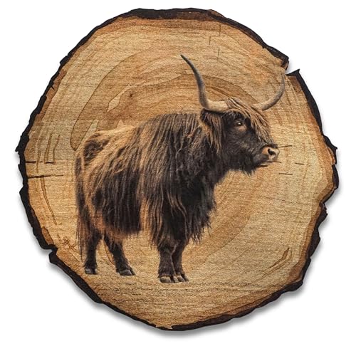 DRO Design Yak - Größe 45cm - Rustikales Wandbild im Vintage Look – Holzoptik Wanddeko mit Motiv für Wohnzimmer und Flur – Geschenkidee für Tierliebhaber, Wandgemälde von DRO Design