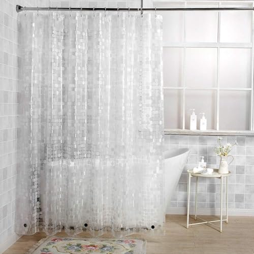 DROMCOM Eva Plastic Shower Curtain Liner with Hooks,180x180,Geometric von DROMCOM
