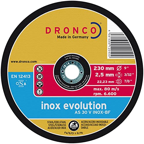 DRONCO AS30VINOX-180 - Disco de corte metal AS 30 V INOX Evolution, 180 x 2,5 mm von DRONCO