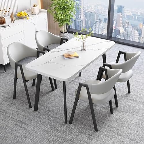 120 x 60 cm (47,2 x 23,6 Zoll) Küchentisch- und Stuhlset mit 4 Stühlen, Esszimmertisch, Küchentisch und Stühle, 4-teiliges Set, kann in der Küche verwendet Werden von DRQXCN