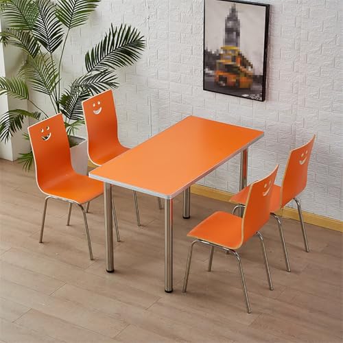 DRQXCN Einfaches Küchentisch- und Stuhlset, Küchentisch- und Stuhlset mit 4 Stück, 47,2 * 23,6 Zoll Esstisch mit Edelstahlbeinen for die Küche(Orange) von DRQXCN