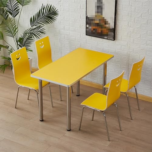 DRQXCN Einfaches Küchentisch- und Stuhlset, Küchentisch- und Stuhlset mit 4 Stück, 47,2 * 23,6 Zoll Esstisch mit Edelstahlbeinen for die Küche(Yellow) von DRQXCN