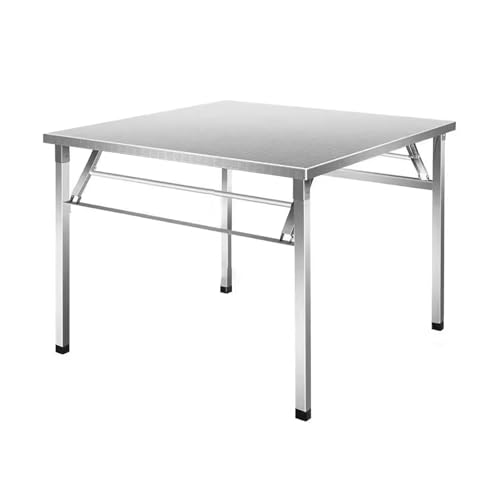 DRQXCN Esstisch aus Edelstahl, tragbarer Esstisch, Faltbarer Esstisch aus Edelstahl, quadratischer Esstisch aus Edelstahl, 43,3 x 43,3 Zoll(80cm/31.5in) von DRQXCN