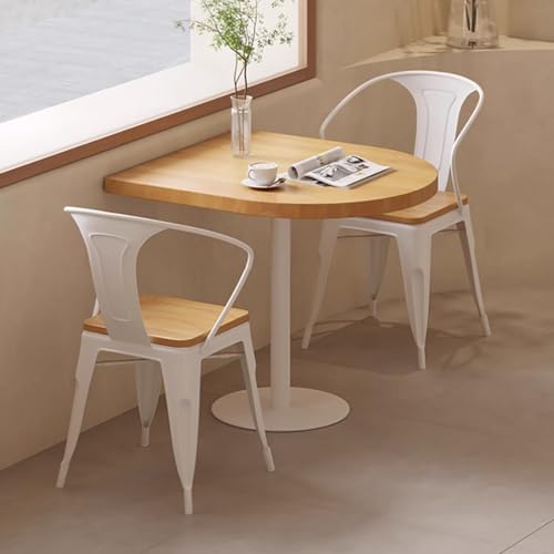 DRQXCN Esstisch mit Eisenständer, Kleiner Esstisch halboval, Esstisch aus Massivholz for Zwei, Küchentisch mit 2 Stühlen, Kleiner Küchentisch 31,5 * 31,5 Zoll/80 * 80 cm(Semi-Ellipse) von DRQXCN