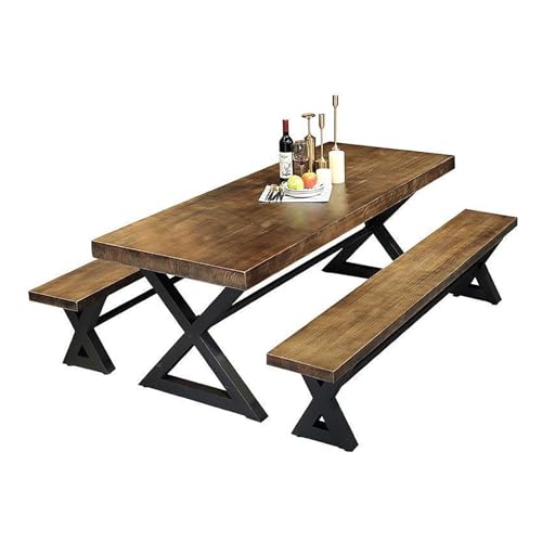 DRQXCN Esstisch mit Stühlen 55 * 27,5 Zoll, Esstisch aus natürlichem Kiefernholz mit Zwei Langen Bänken, Küchentisch und Stuhlset for Küche, Esszimmer, Café DRQXCN Esstisch mit Stühlen 55 * 27,5 Zoll, Esstisch aus natürlichem Kiefernholz mit Zwei Langen Bänken, Küchentisch und Stuhlset for Küche, Esszimmer, Café von DRQXCN