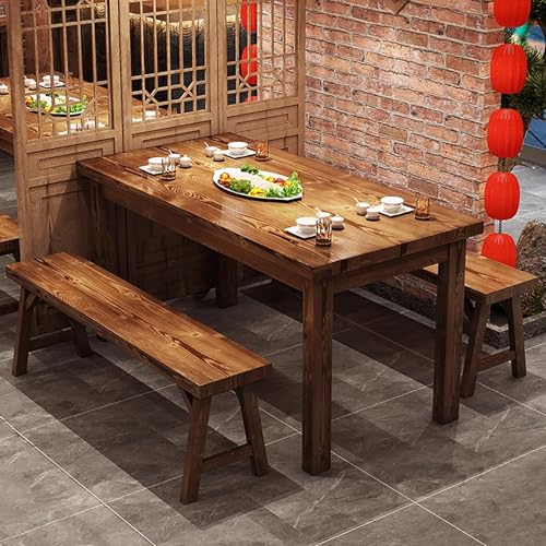 DRQXCN Esstisch mit einem Tisch und 2 Bänken, rechteckiges Esstisch-Set for 4 Personen, Küchentisch-Set mit 3 Stück, 140 x 70 cm/55,1 x 27,5 Zoll, Esstisch aus Massivholz DRQXCN Esstisch mit einem Tisch und 2 Bänken, rechteckiges Esstisch-Set for 4 Personen, Küchentisch-Set mit 3 Stück, 140 x 70 cm/55,1 x 27,5 Zoll, Esstisch aus Massivholz von DRQXCN