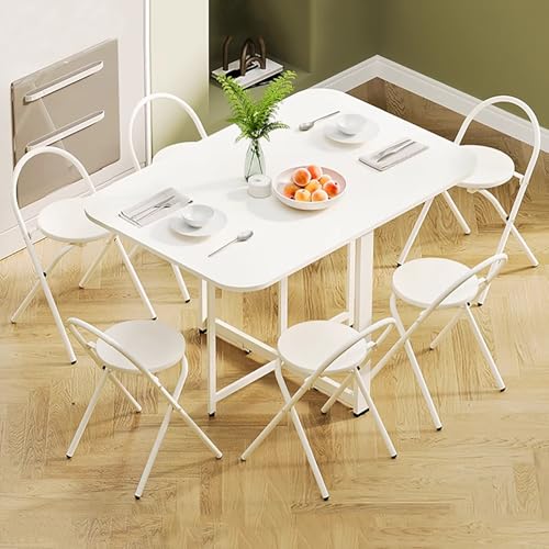 DRQXCN Esszimmertisch-Set, 120 x 80 cm (47,2 x 31,5 Zoll) Klapp-Esstisch mit 6 Stühlen, Kleiner Küchentisch for kleine Räume(120cm/47.2in) von DRQXCN