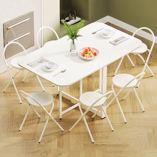 DRQXCN Esszimmertisch-Set, 120 x 80 cm (47,2 x 31,5 Zoll) Klapp-Esstisch mit 6 Stühlen, Kleiner Küchentisch for kleine Räume(140cm/55.1in) von DRQXCN