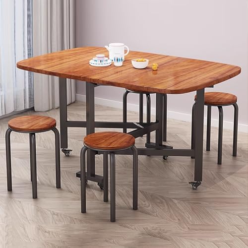 DRQXCN Klappbarer Esstisch 5-teilig, Küchen-Esstisch-Set mit 4 Stühlen, Küchentisch- und Stuhl-Set, 100 x 60 cm/39,3 x 23,6 Zoll Küchen-Esstisch-Set(Brown) von DRQXCN