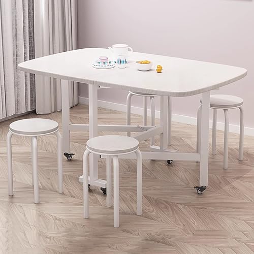 DRQXCN Klappbarer Esstisch 5-teilig, Küchen-Esstisch-Set mit 4 Stühlen, Küchentisch- und Stuhl-Set, 100 x 60 cm/39,3 x 23,6 Zoll Küchen-Esstisch-Set(White) von DRQXCN