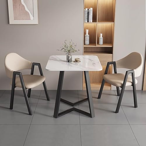 DRQXCN Kleiner Küchentisch mit Steinplattenplatte, 90 * 90cm/35,4 * 35,4in Esstisch for Zwei, Küchentisch mit Zwei Stühlen von DRQXCN
