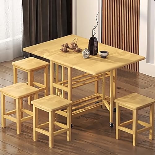 DRQXCN Kleines Küchentisch-Set for 4, 120 x 80 cm (47,2 x 31,5 Zoll) faltbares Esstisch-Set, Esstisch-Set aus Massivholz for 4 Personen von DRQXCN