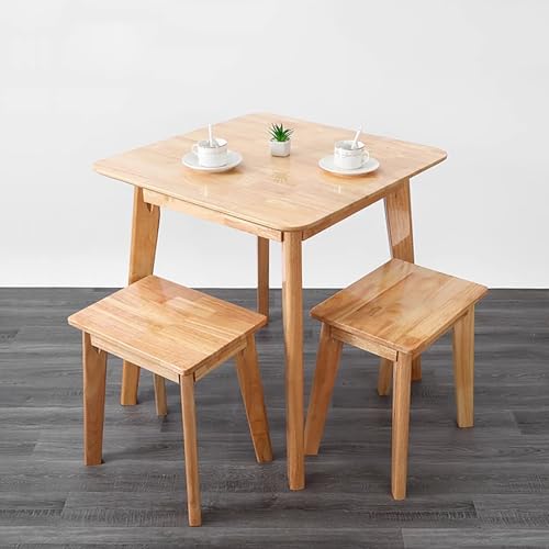 DRQXCN Küchentisch mit 2 Stühlen, 80 x 80 cm (31,5 x 31,5 Zoll), quadratischer Esstisch for 2 Personen, 3er-Set Esstisch aus Massivholz, kleines Esstisch-Set for kleine Räume von DRQXCN