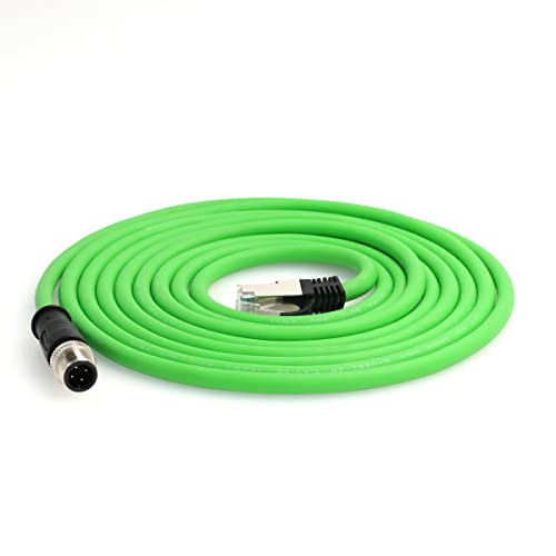 DRRI M12 4-poliger D-Code-Stecker auf RJ45 wasserdichtes Ethernet-Kabel für industrielle Ethernet-Anwendungen von Cognex (15 m) von DRRI
