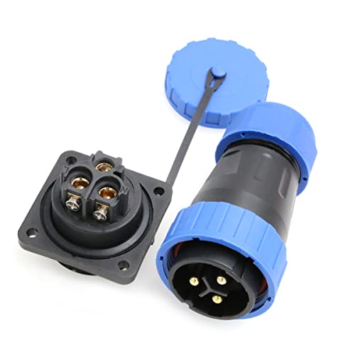 DRRI TY28 380 V Hochspannungs-lötfreie wasserdichte Schraub-Crimp-Quadrat-Einbausteckverbinder 3-Pin-Stecker-Buchse von DRRI