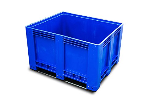 der ROLLENDE SHOP Bigbox blau 1200x1000x760 mm geschlossen mit 3 Kufen von der ROLLENDE SHOP