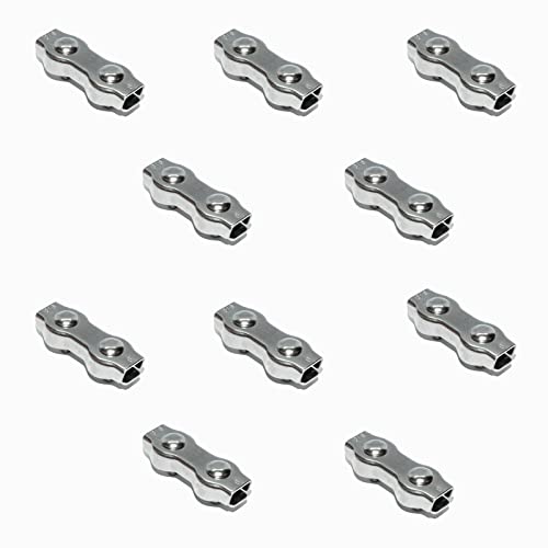 PRIOstahl Duplexkemmen Seilklemmen Drahtseilklemme Drahtseil Duplex Klemmen - 3 mm x 10 Stück mit zwei Sicherungsmuttern Seilwerk Stahlseil Seilendverbindung Seilspanner Verbinder aus Edelstahl V4A von PRIOstahl