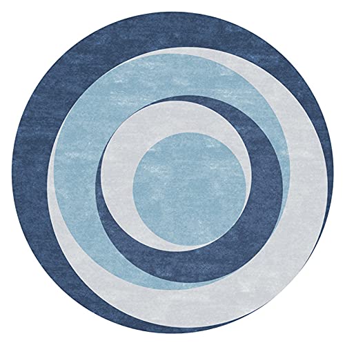 DRSFF Blau einfache runde Teppich 60 cm 80 cm 100 cm 120 cm 160 cm 200 cm Hause Area teppiche für Wohnzimmer Schlafzimmer waschbar Sofa Decke Boden dekor matten Yoga Matte (Size : Durchmesser 100cm) von DRSFF