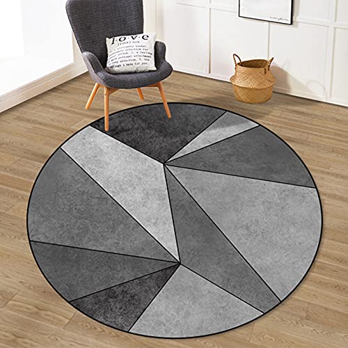 DRSFF Grau Modern Rundfläche Teppiche Wohnzimmer Schlafzimmer Nachttisch 80 cm 100 cm 120 cm 140 cm 160cm 180cm Geometrische Muster Teppichwaschbare Bodenmatten (Size : Durchmesser 80cm) von DRSFF