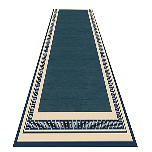 DRSFF Schmale Läufer Teppiche für Flur, Blauer Langer Teppichhalseingang Kitchen Boden rutschfeste Gummiunterstützung Teppichläufer - Breite 60cm / 80 cm / 100 cm / 120 cm (Size : 60×100cm) von DRSFF