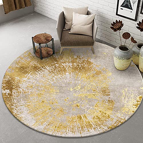 Klassische runde Bereich Teppiche für Wohnzimmer Schlafzimmer Gold Kurzhaufen Große Teppich 80 cm 100 cm 120 cm 140 cm 160cm 180 cm 200 cm Computerstuhl Matten Yoga Pads (Size : Durchmesser 100cm) von DRSFF