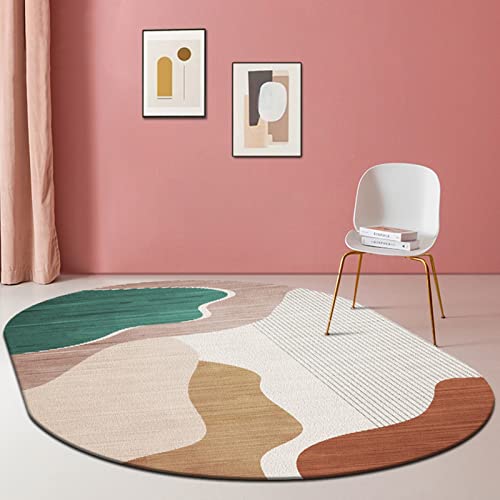 Oval große Fläche Teppiche Moderne Mode Ellipse Kunst Teppich für Wohnzimmer Schlafzimmer Nachttisch Rutschfeste Waschbare Home Weiche Note Kurze Pile Bodenmatten Couchtischdecke ( Size : 140x200cm ) von DRSFF