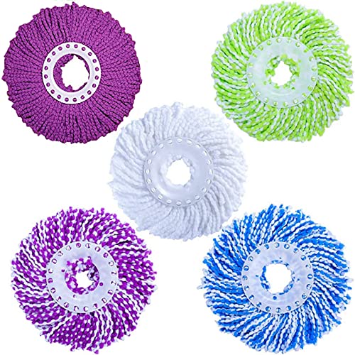 5er Pack Mop Ersatzköpfe, 360° Spin Ersatzkopf Disc Mop, Weicher Und Dicker Saugfähiger Mikrofaser Moppköpfe, Spielend Leicht Wechselbarer Mop Heads Nachfüllungen von DRSUMLF